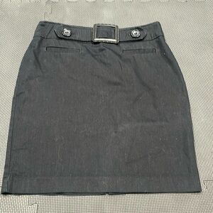 Belted, button detail black skirt size 7